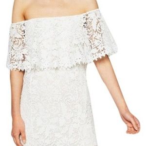 Zara Off Shoulder Guipure Lace Dress White